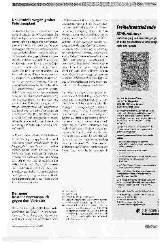 Vorschauseite 3: Der neue Kostenersatzanspruch gegen den Vertreter des Sozialhilfeempfängers