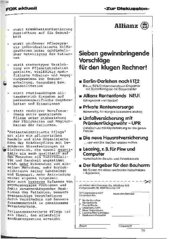 Vorschauseite 2: Patientenzentrierte Pflege Diskussionsbeitrag