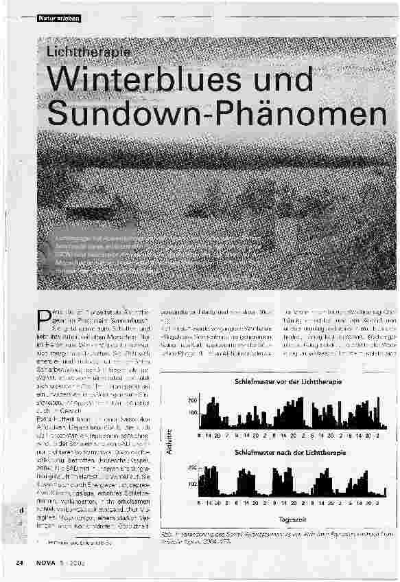 Vorschauseite 1: Winterblues und Sundown-PhänomenLichttherapie