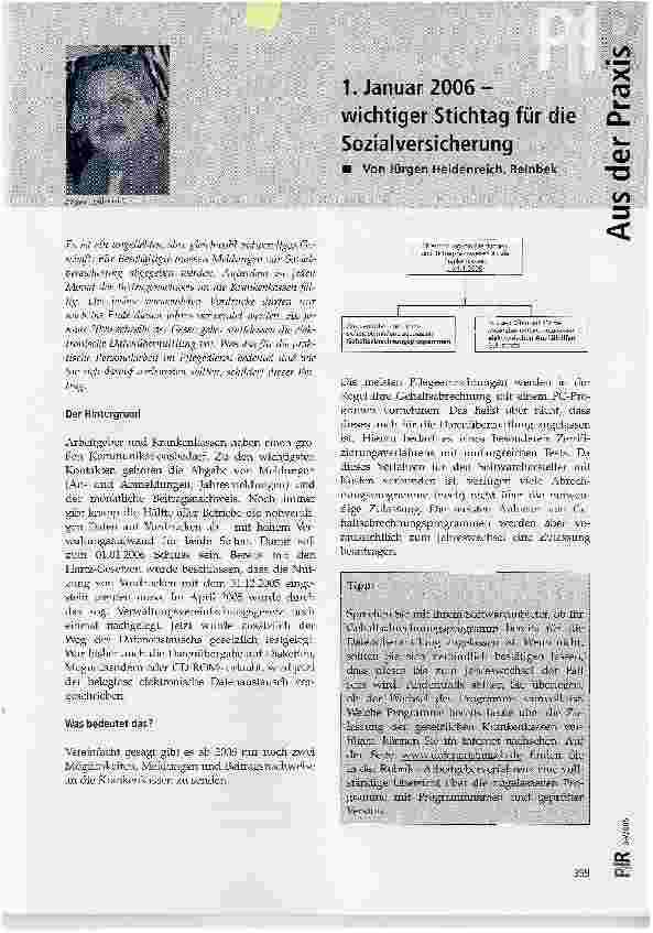 Vorschauseite 1: 1.Januar 2006-wichtiger Stichtag für die Sozialversicherung