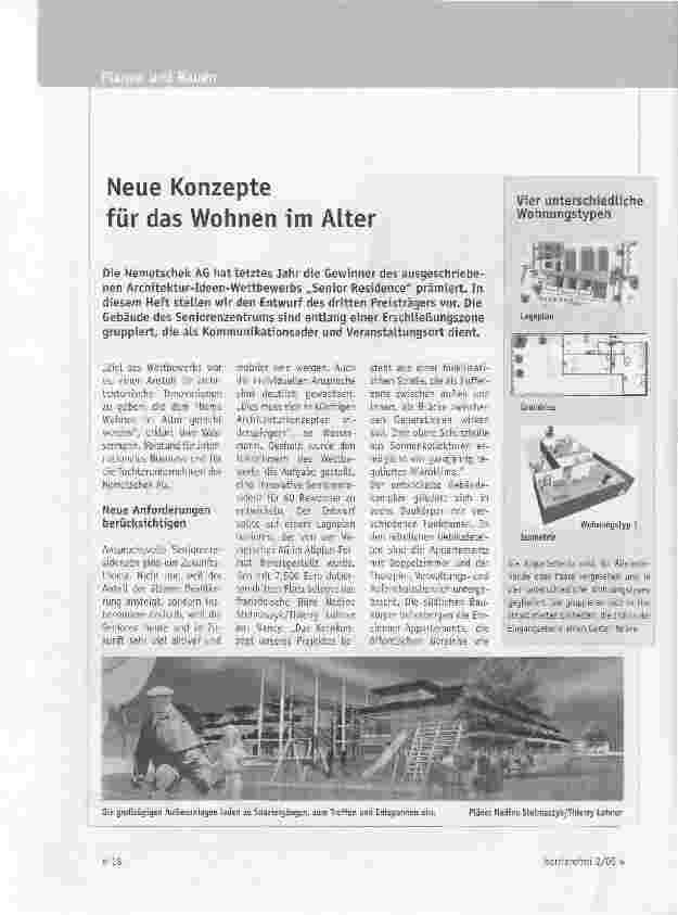 Vorschauseite 1: Neue Konzepte für das Wohnen im Alter