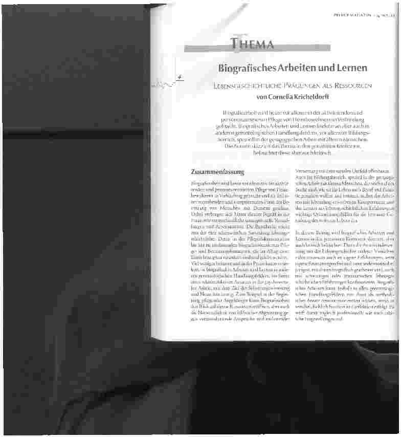 Vorschauseite 1: Biografisches Arbeiten und LernenLEBENSGESCHICHTLICHE PRÄGUNGEN ALS RESSOURCEN