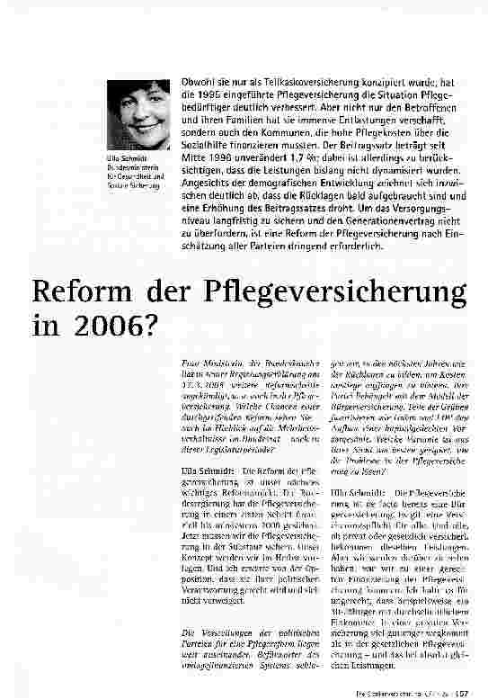 Vorschauseite 1: Reform der Pflegeversicherung in 2006?