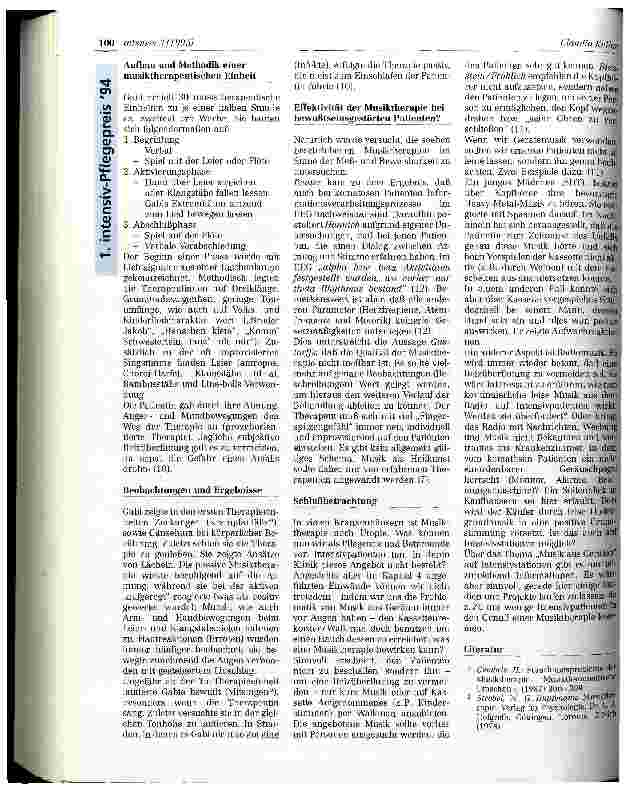 Vorschauseite 4: Musik in der Intensivpflege (?)