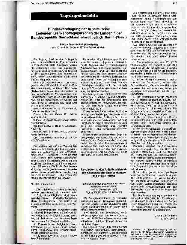 Vorschauseite 1: Resolution zu den Anhaltszahlen für die Besetzung der KH mit Pflegekräften
