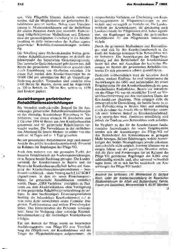 Vorschauseite 6: Auswirkungen der Pflege-Versicherung auf den Bettenbedarf des Krankenhauses