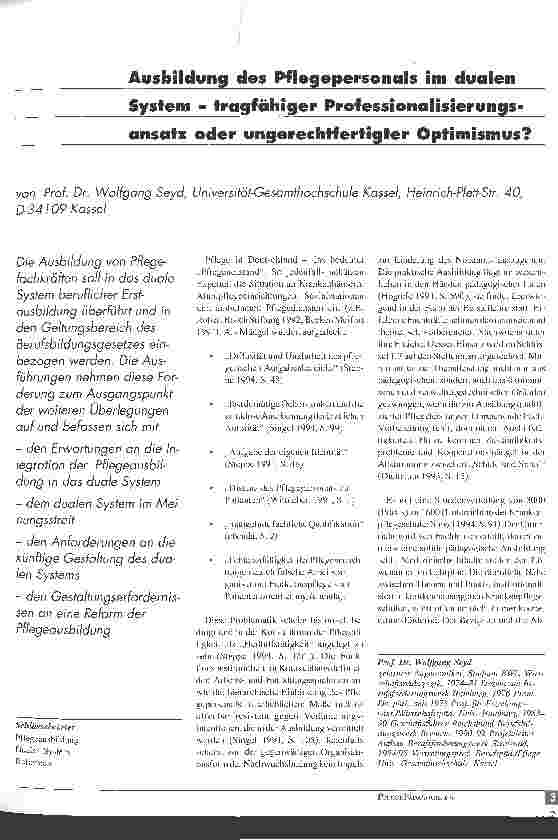 Vorschauseite 1: Ausbildung des Pflegepersonals im dualen System - tragfähiger Professionalisierungsansatz oder ungerechtfertigter Optimismus?