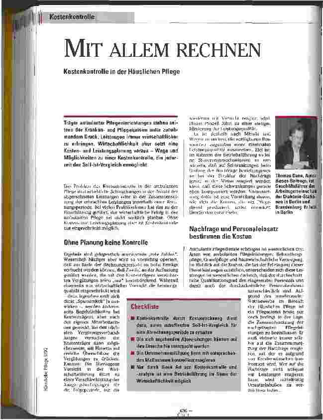 Vorschauseite 1: Mit allem rechnen Kostenkontrolle in der Häuslichen Pflege