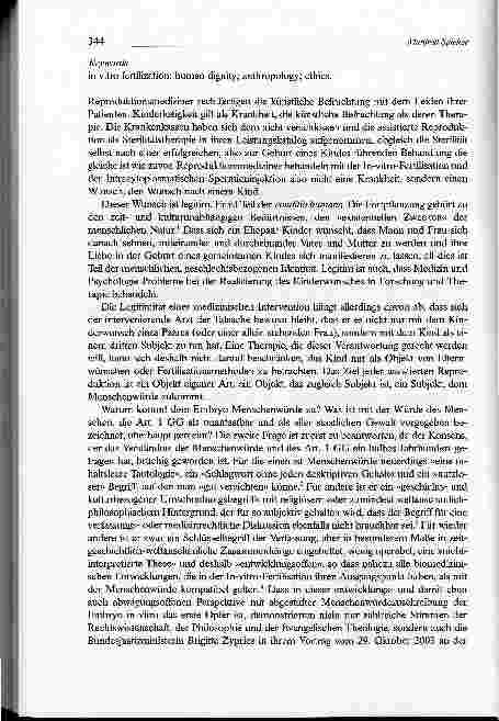 Vorschauseite 2: Menschenwürde und In-vitro-FertilisationZur Problematik der Zertifizierung der Zeugung