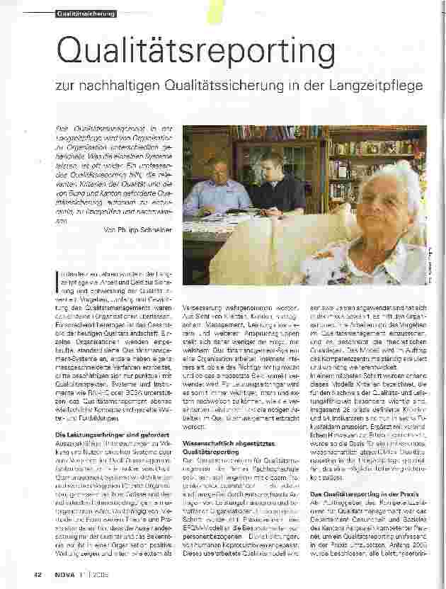 Vorschauseite 1: Qualitätsreportingzur nachhaltigen Qualitätssicherung in der Langzeitpflege
