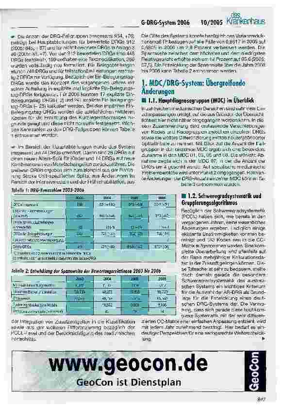 Vorschauseite 2: G-DRG-System 2006: Ein erster Überblick aus medizinischer Sicht