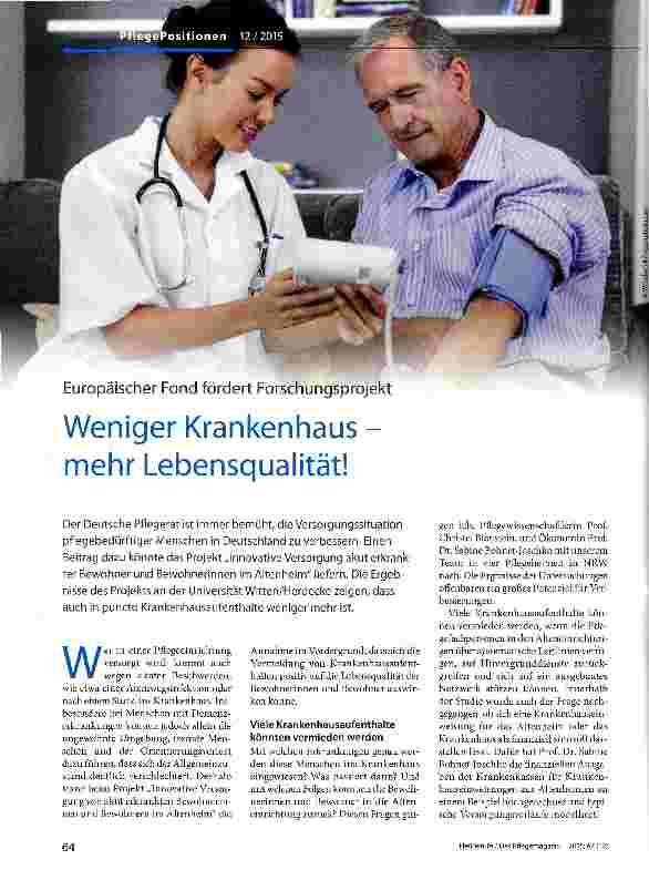 Vorschauseite 1: Weniger Krankenhaus -mehr Lebensqualität!