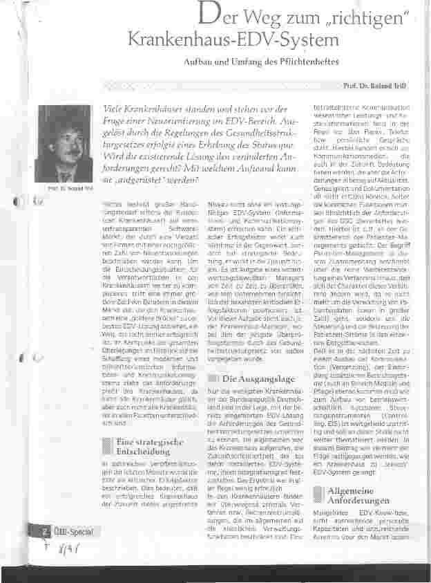 Vorschauseite 1: Der Weg zum richtigen Krankenhaus- EDV-System Aufbau und Umfang des Pflichtenheftes