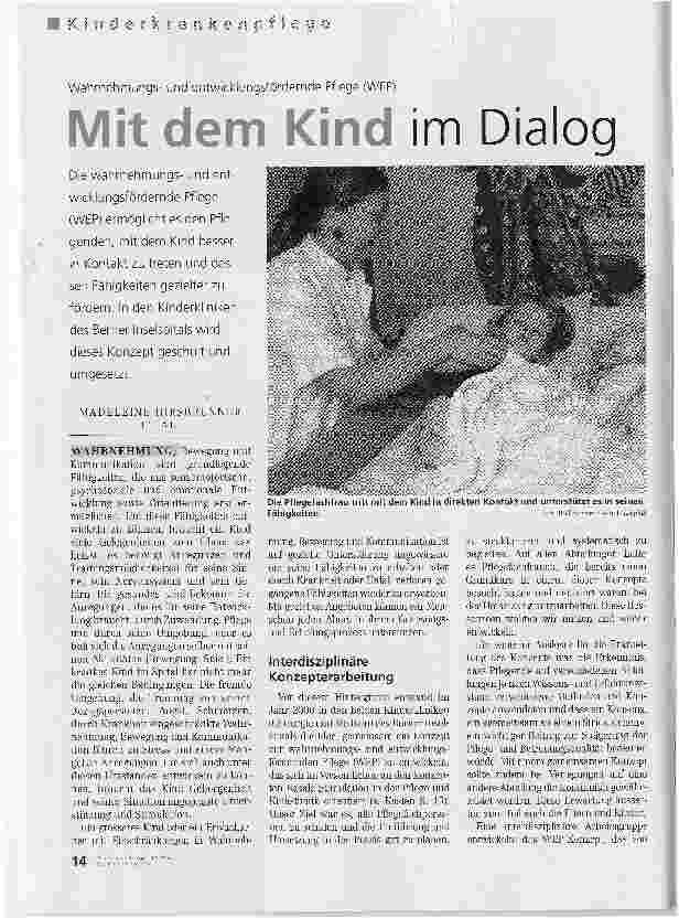 Vorschauseite 1: Wahrnehmungsund entwicklungsfördernde Pflege (WEP)Mit dem Kind im Dialog