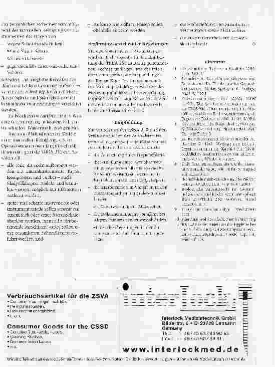 Vorschauseite 5: Die neue Technische Regel Biologische Arbeitsstoffe im Gesundheitswesen und in der Wohlfahrtspflege (TRBA 250) - Bedeutung für die Zentralsterilisation