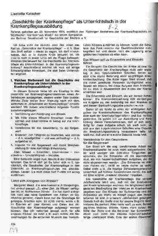 Vorschauseite 1: Geschichte der Krankenpflege als Unterrichtsfach in der Krankenpflegeausbildung