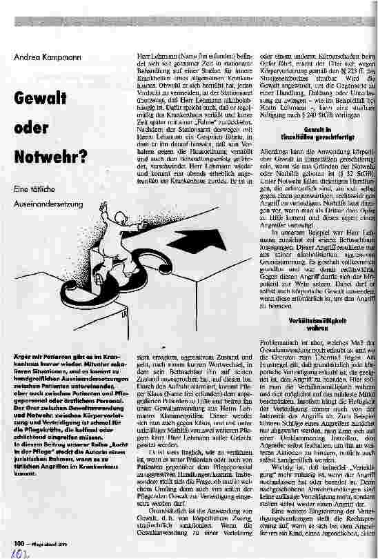 Vorschauseite 1: Gewalt oder Notwehr? Eine tätliche Auseinandersetzung