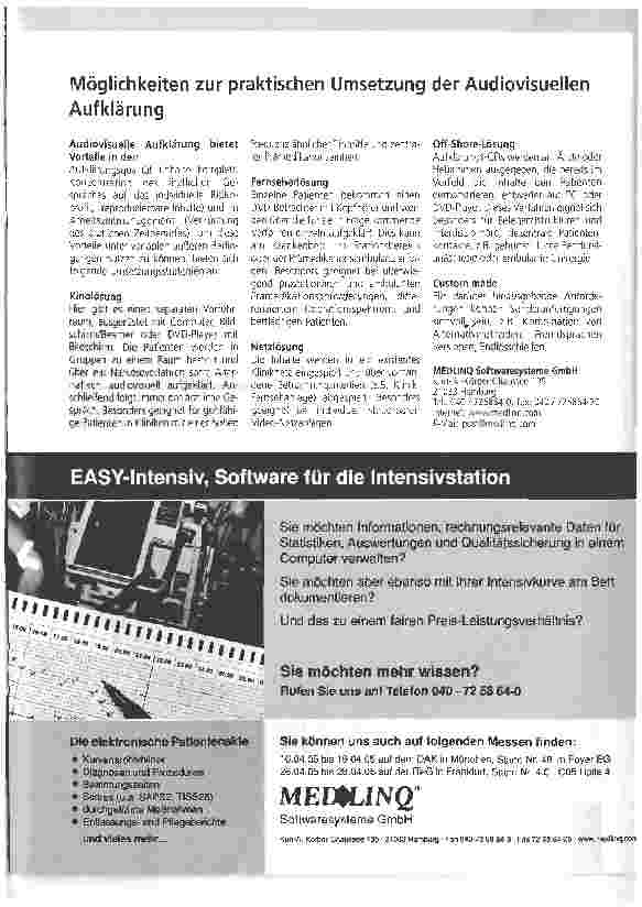 Vorschauseite 2: Zu relevanten ZNS Untersuchungsund Überwachungsverfahren auf der Intensivstation und der Effektivität bei der Vermittlung von entsprechenden Kenntnissen in einem Basiskurs