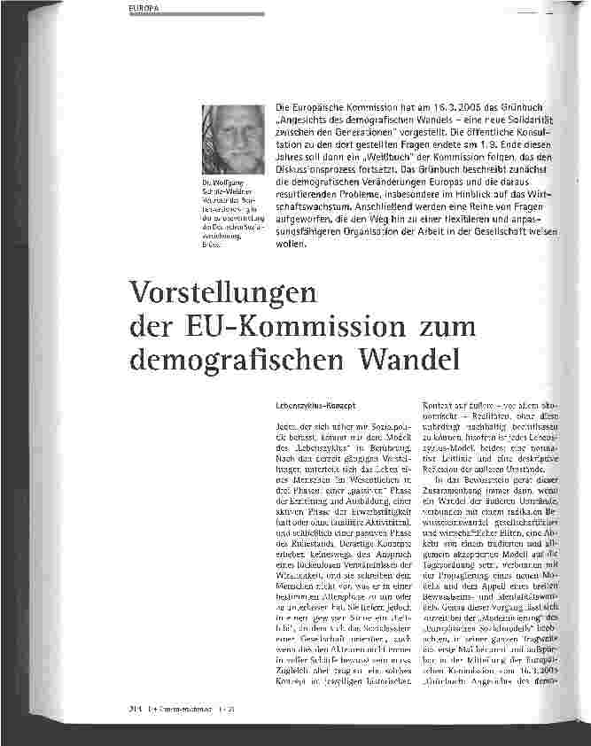 Vorschauseite 1: Vorstellungen der EU-Kommission zum demografischen Wandel