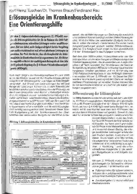 Vorschauseite 1: Erlösausgleiche im Krankenhausbereich: Eine Orientierungshilfe