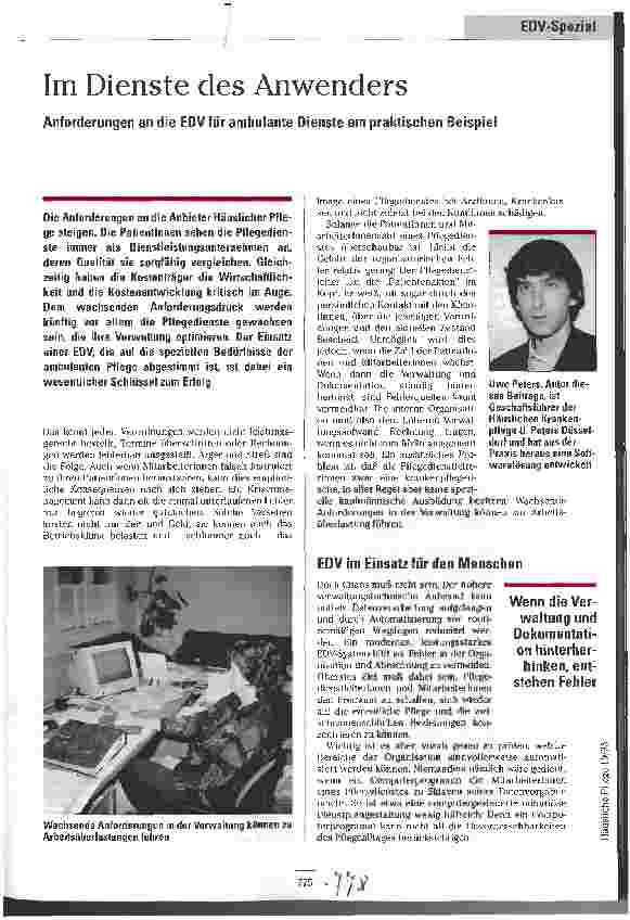 Vorschauseite 1: Im Dienste des Anwenders Anforderungen an die EDV für ambulante Dienste am praktischen Beispiel