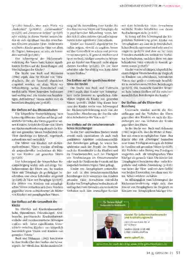 Vorschauseite 3: Der Einfluss eines Vaters mit Querschnittslähmung auf die psychosoziale Entwicklung der Kinder