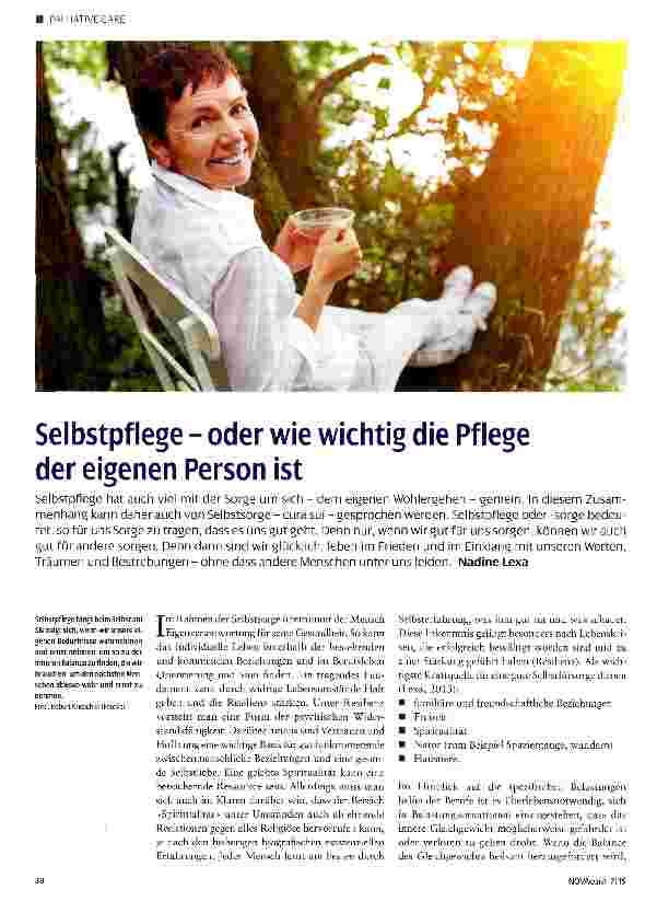 Vorschauseite 1: Selbstpflege - oder wie wichtig die Pflege der eigenen Person ist
