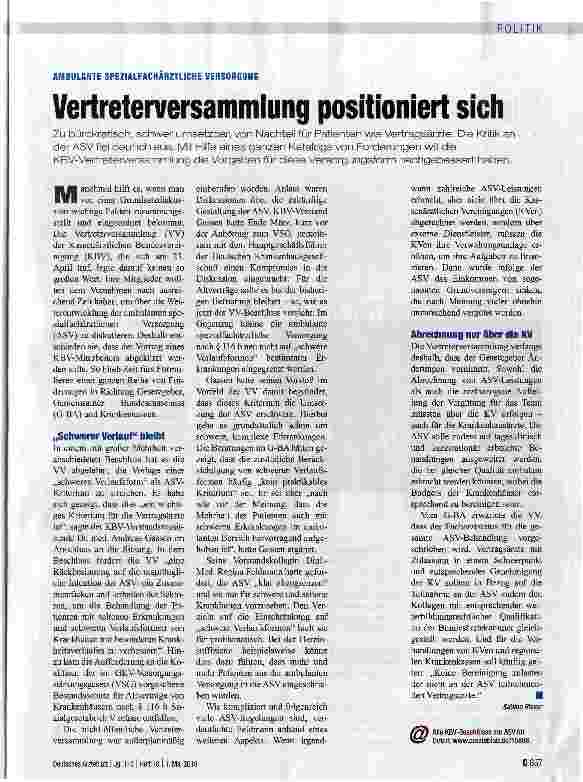 Vorschauseite 1: Vertreterversammlung positioniert sich