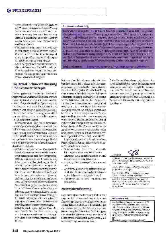 Vorschauseite 3: Bei der Wundversorgung ist es pflegerische Aufgabe, Schmerzen möglichst zu verhindern. Wie das gelingen kann, sagt unsere Expertin. Den Patientenin die Versorgung einbeziehen