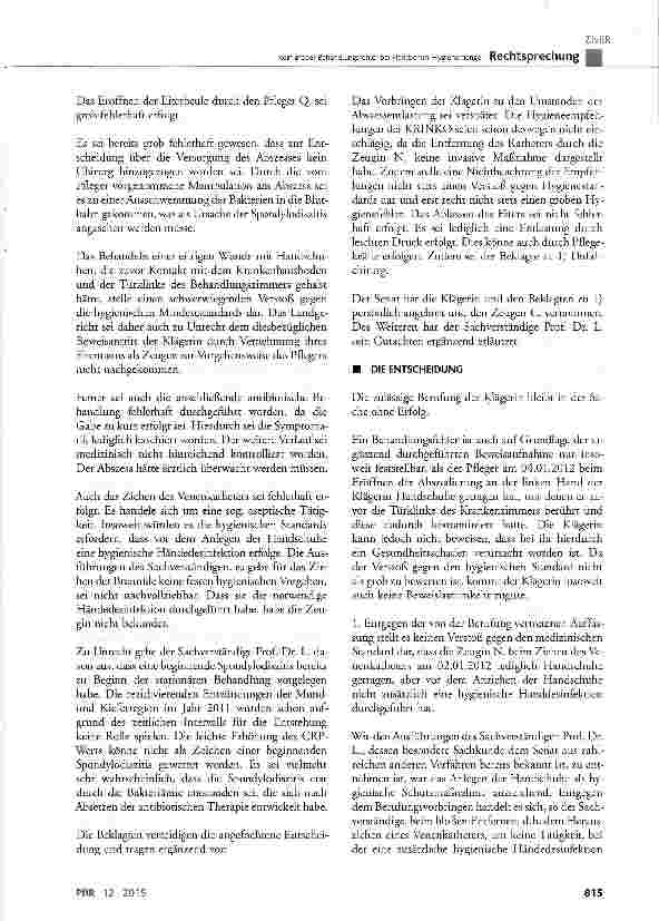 Vorschauseite 4: Kein grober Behandlungsfehler bei Handschuh-Hygienemangel