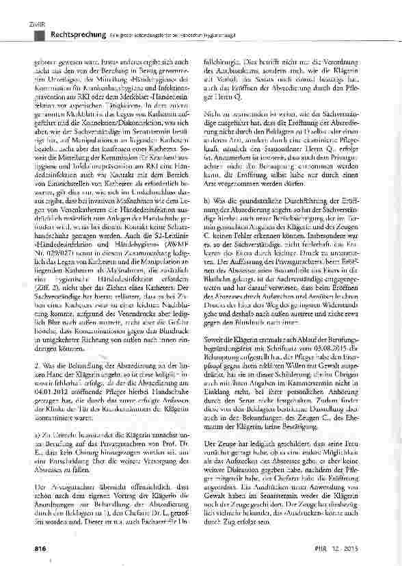 Vorschauseite 5: Kein grober Behandlungsfehler bei Handschuh-Hygienemangel