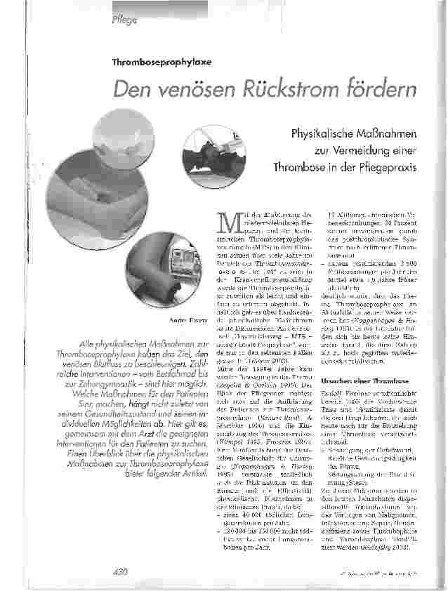 Vorschauseite 1: Thromboseprophylaxe. Den venösen Rückstrom fördern