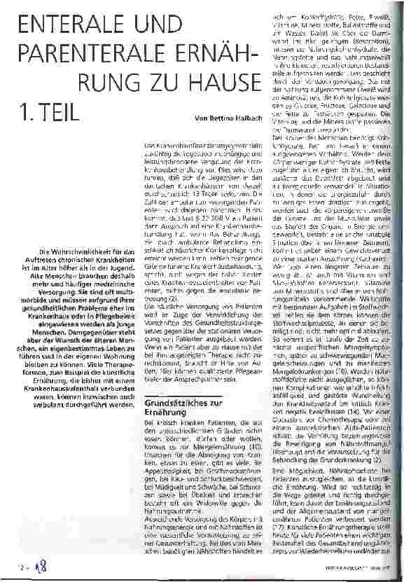 Vorschauseite 1: Enterale und parenterale Ernährung zu Hause 1. Teil