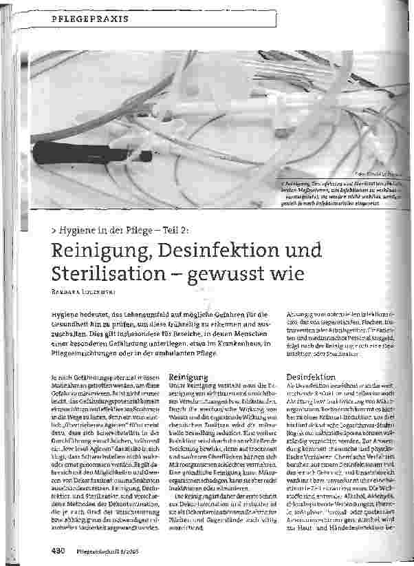 Vorschauseite 1: Reinigung, Desinfektion und Sterilisation - gewusst wie