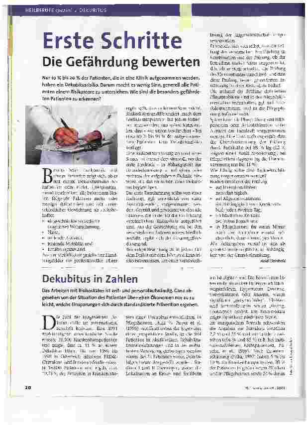 Vorschauseite 1: Erste Schritte. Die Gefährdung bewerten