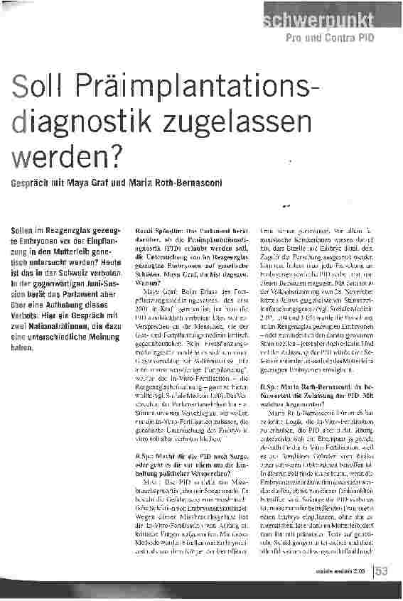 Vorschauseite 1: Soll Präimplantationsdiagnostik zugelassen werden?