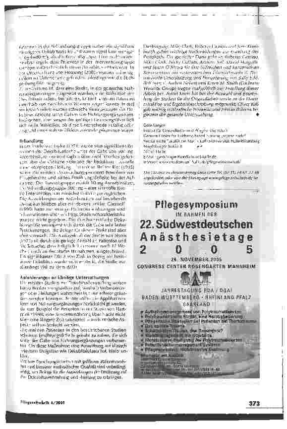 Vorschauseite 6: Ernährung als Intervention der Dekubitusprophylaxe und -behandiung: Auswirkungen auf dem Prüfstand