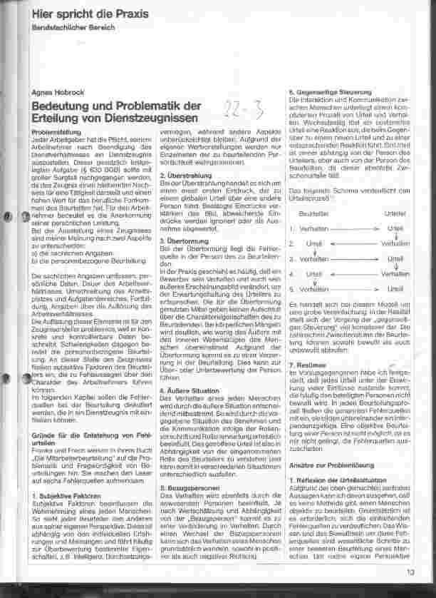 Vorschauseite 1: Bedeutung und Problematik der Erteilung von Dienstzeugnissen