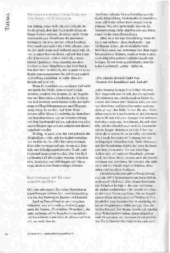 Vorschauseite 4: TIERISCH WAS LOS IN DEUTSCHLANDS ALTENHILFE-EINRICHTUNGEN?