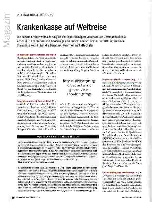 Vorschauseite 1: Krankenkasse auf Weltreise