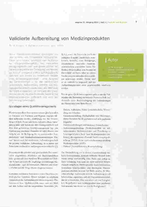 Vorschauseite 1: Validierte Aufbereitung von Medizinprodukten