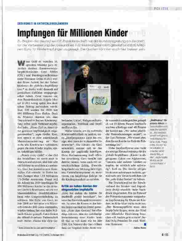 Vorschauseite 1: Impfungen für Millionen Kinder