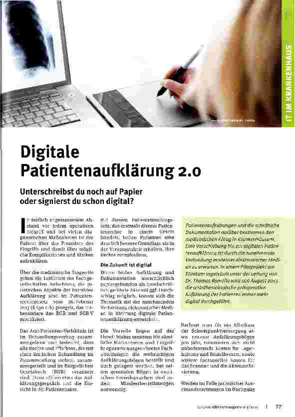 Vorschauseite 1: Digitale Patientenaufklärung 2.0