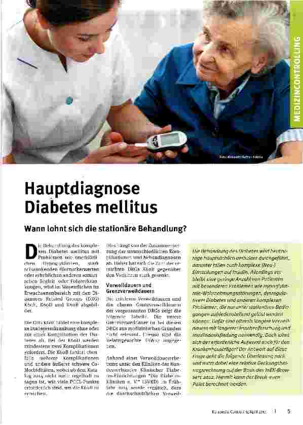 Vorschauseite 1: Hauptdiagnose Diabetes mellitus