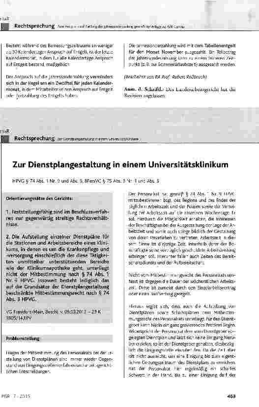 Vorschauseite 1: Zur Dienstplangestaltung in einem Universitätsklinikum