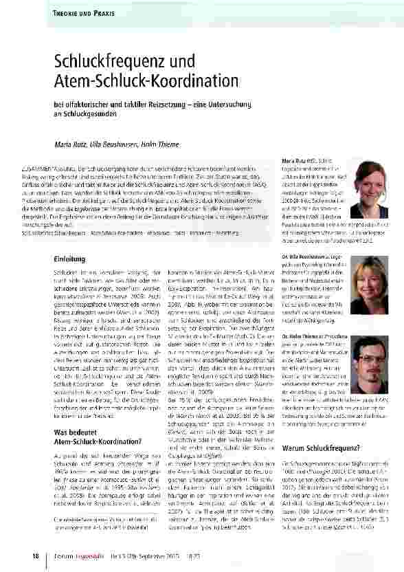 Vorschauseite 1: Schluckfrequenz und Atem-Schluck-Koordination