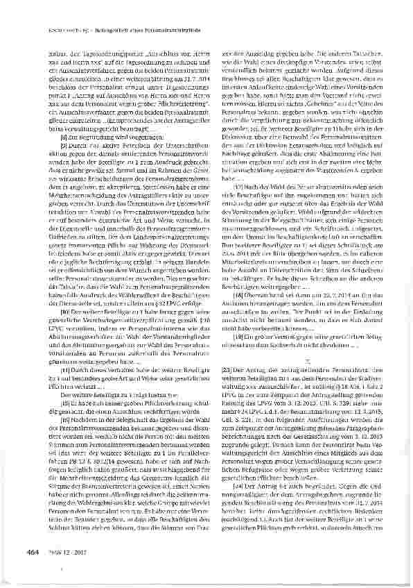 Vorschauseite 2: Befangenheit eines Personalratsmitglieds