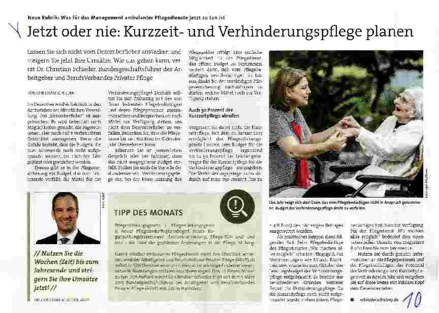 Vorschauseite 1: Jetzt oder nie: Kurzzeitund Verhinderungspflege planen