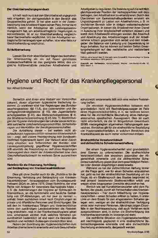 Vorschauseite 1: Hygiene und Recht für das Krankenpflegepersonal