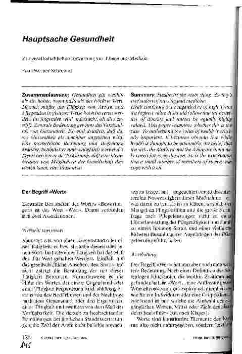 Vorschauseite 1: Hauptsache Gesundheit Zur gesellschaftlichen Bewertung von Pflege und Medizin